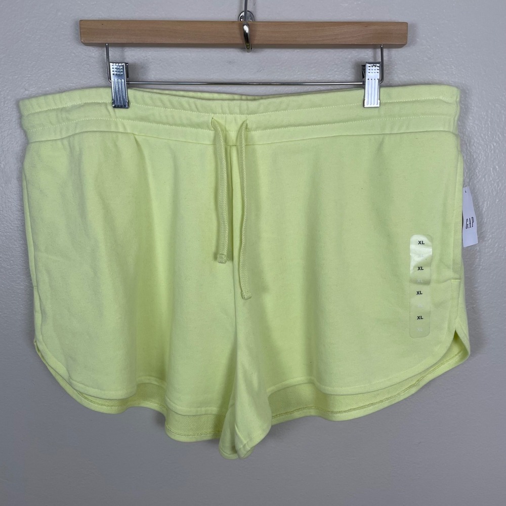 GAP Women's XL Shorts Lime Green French Terry Dolphin Athletic Drawstring